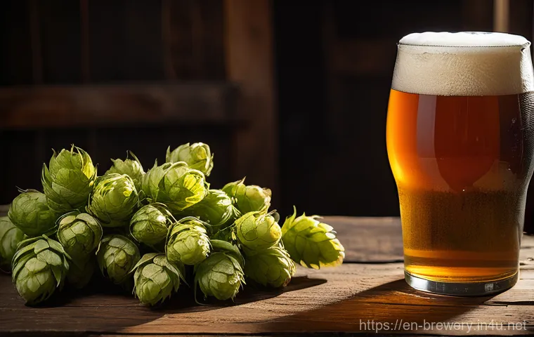 홉 품종별 맛 차이 - Unleashing the Juicy & Tropical Revolution - A Fruit-Forward Hop Explosion**

A high-resolution, vib...
