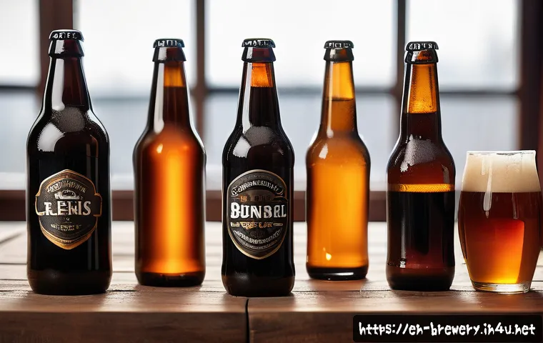 수제맥주 온라인 판매 - A cozy home craft beer tasting setup featuring a wooden table with various craft beer bottles and ca...