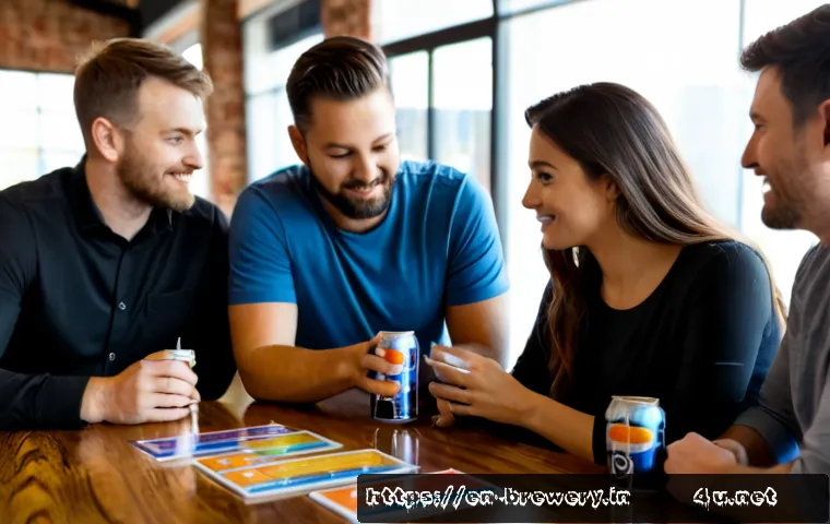 Home 17 수제맥주 광고 전략 - Photorealistic craft brewery marketing strategy meeting in a bright modern taproom, diverse small bu...